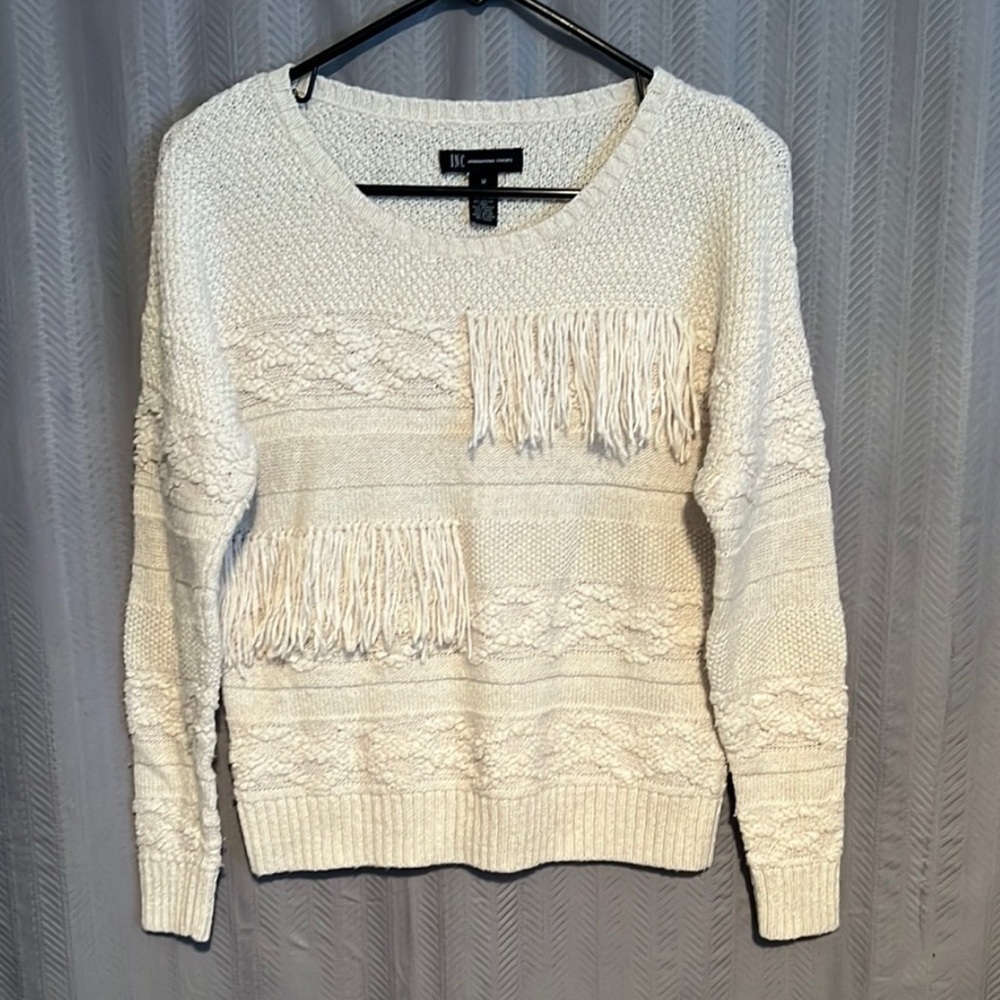 INC International Concepts Sweater with Fringe